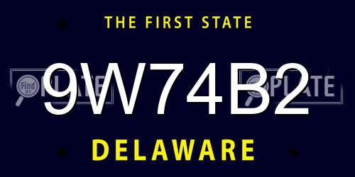 9W74B2 Delaware License Plate