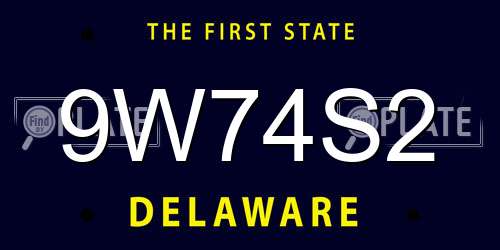 9W74S2 Delaware License Plate