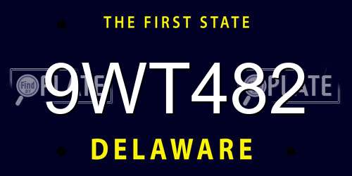 9WT482 Delaware License Plate