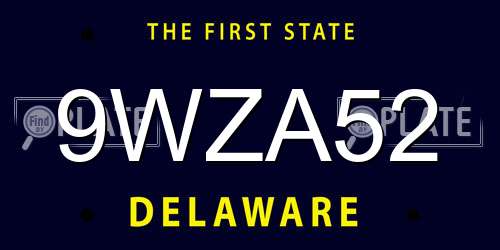 9WZA52 Delaware License Plate