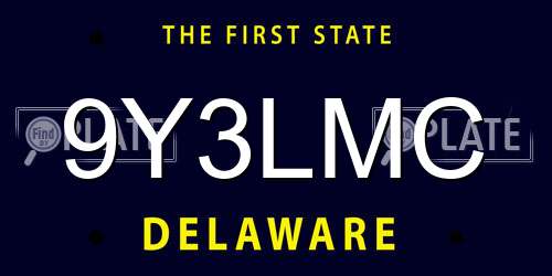9Y3LMC Delaware License Plate