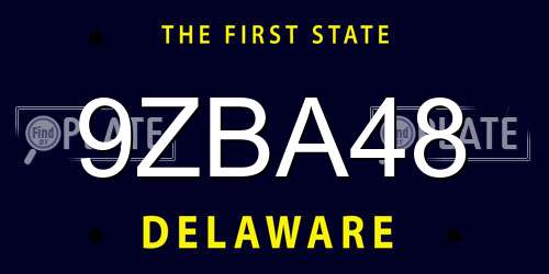 9ZBA48 Delaware License Plate
