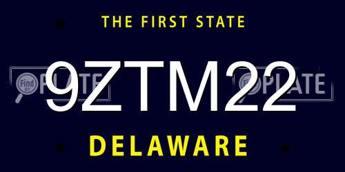 9ZTM22 Delaware License Plate