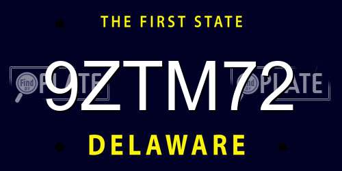 9ZTM72 Delaware License Plate
