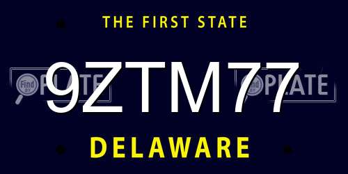 9ZTM77 Delaware License Plate