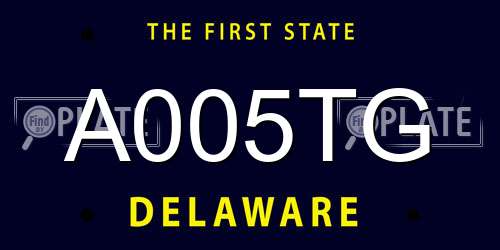 A005TG Delaware License Plate