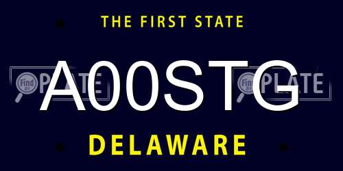 A00STG Delaware License Plate