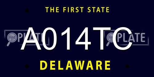 A014TC Delaware License Plate