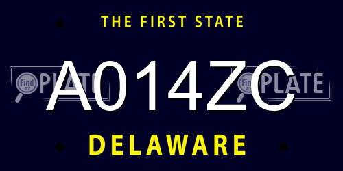 A014ZC Delaware License Plate