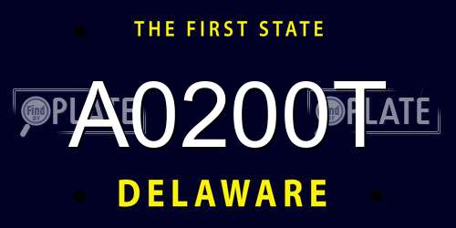 A0200T Delaware License Plate