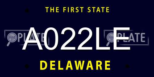 A022LE Delaware License Plate