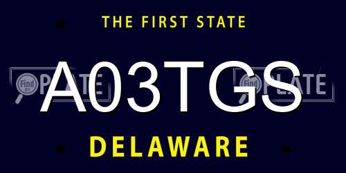 A03TGS Delaware License Plate