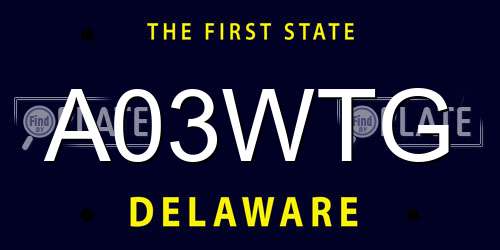 A03WTG Delaware License Plate