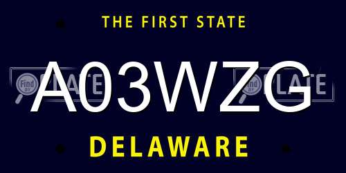 A03WZG Delaware License Plate