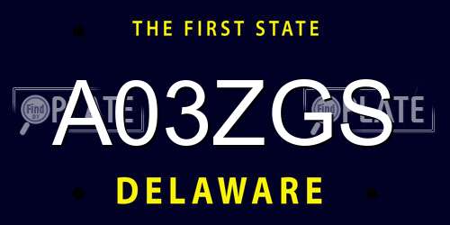 A03ZGS Delaware License Plate