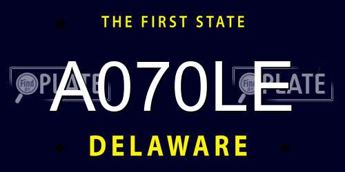 A070LE Delaware License Plate