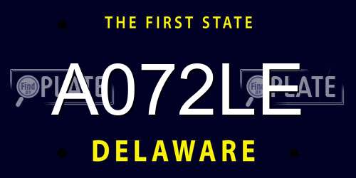 A072LE Delaware License Plate
