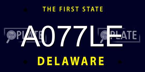 A077LE Delaware License Plate