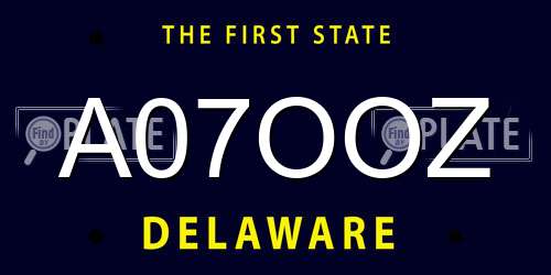 A07OOZ Delaware License Plate