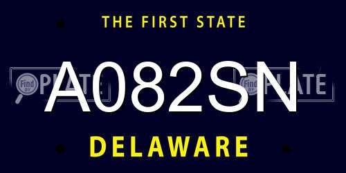 A082SN Delaware License Plate