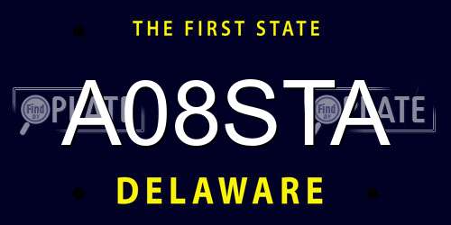 A08STA Delaware License Plate