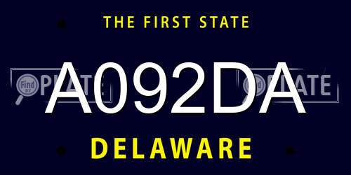 A092DA Delaware License Plate