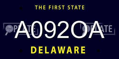A092OA Delaware License Plate