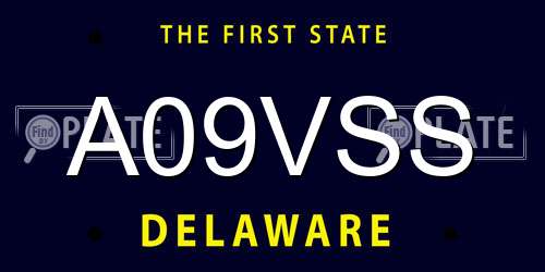 A09VSS Delaware License Plate