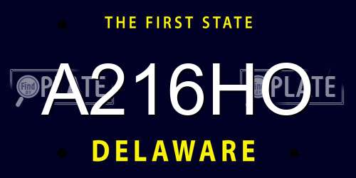 A216HO Delaware License Plate