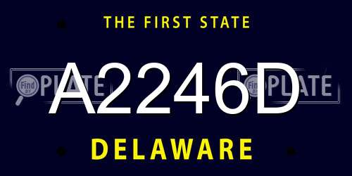 A2246D Delaware License Plate