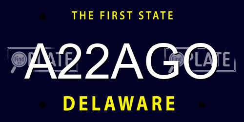 A22AGO Delaware License Plate