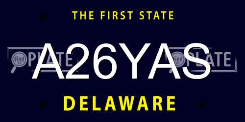 A26YAS Delaware License Plate