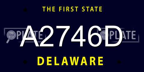 A2746D Delaware License Plate