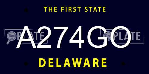 A274GO Delaware License Plate