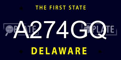 A274GQ Delaware License Plate