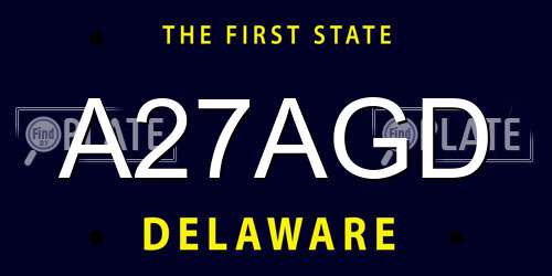 A27AGD Delaware License Plate