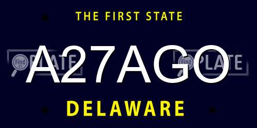 A27AGO Delaware License Plate