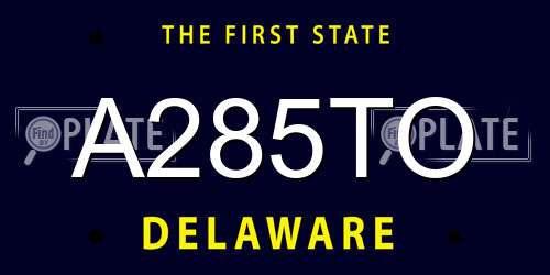 A285TO Delaware License Plate