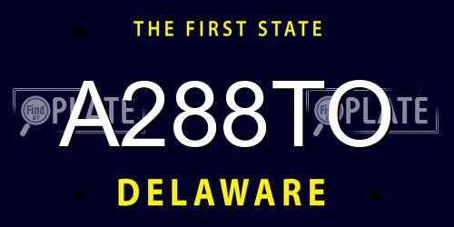 A288TO Delaware License Plate