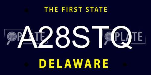 A28STQ Delaware License Plate