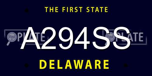 A294SS Delaware License Plate