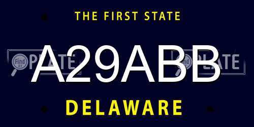 A29ABB Delaware License Plate