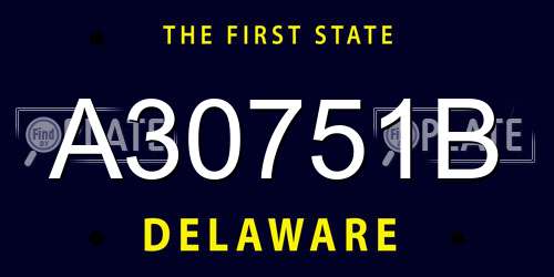 A30751B Delaware License Plate