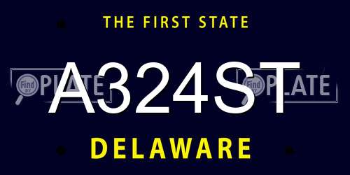 A324ST Delaware License Plate