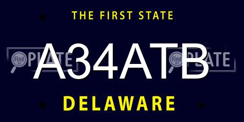 A34ATB Delaware License Plate