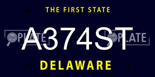 A374ST Delaware License Plate