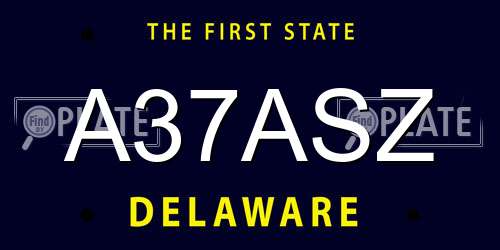 A37ASZ Delaware License Plate