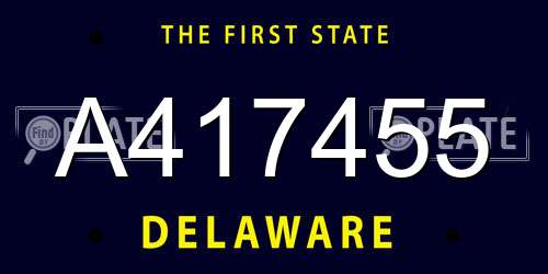 A417455 Delaware License Plate