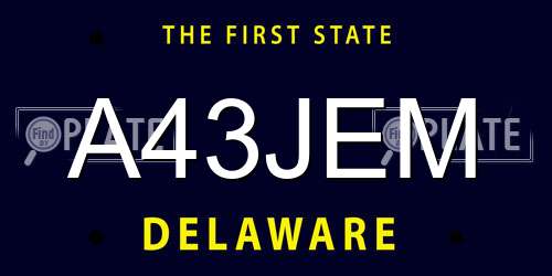 A43JEM Delaware License Plate