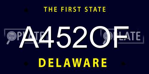 A452OF Delaware License Plate